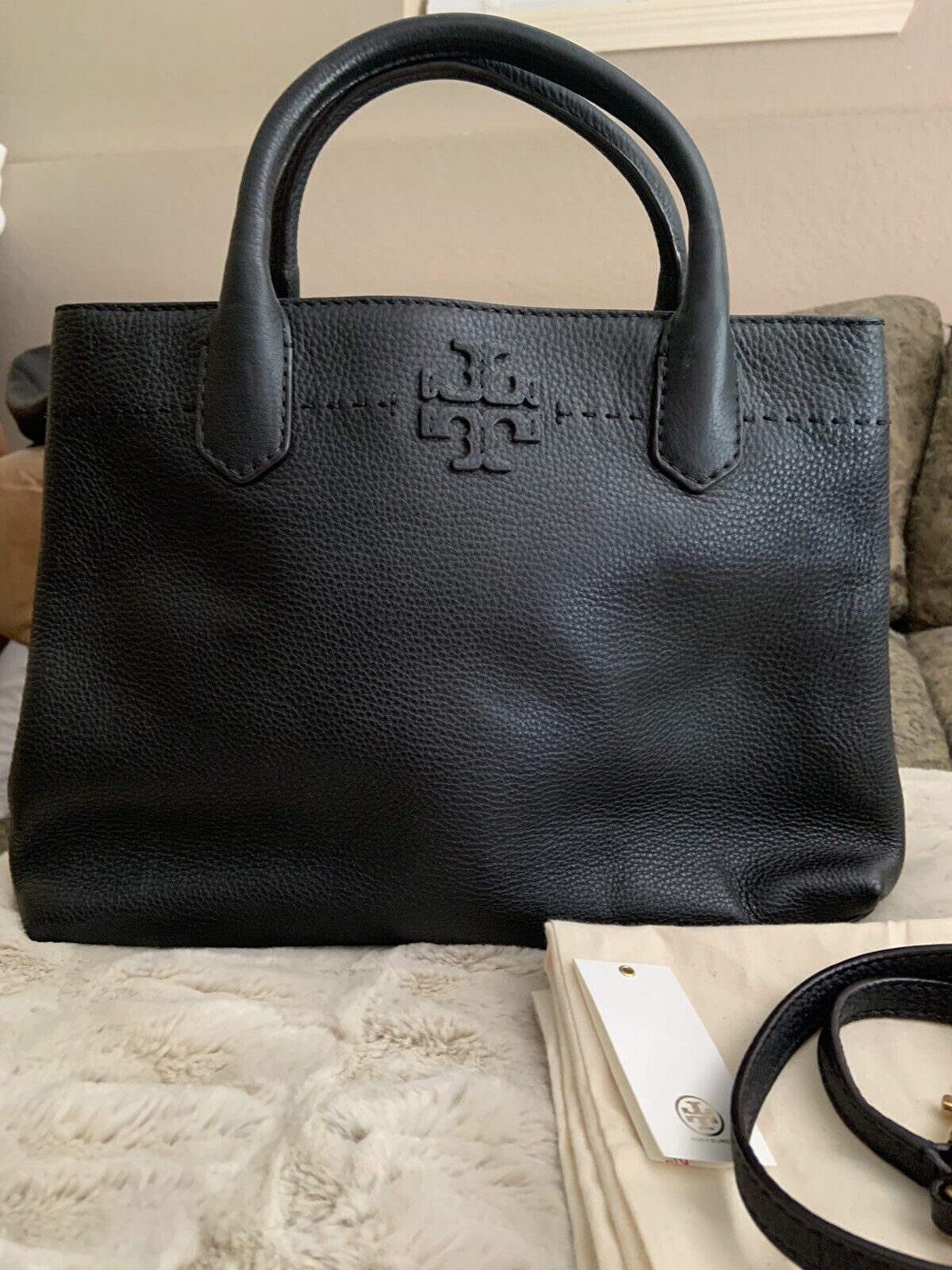 Tory Burch 40405 McGraw Triple Compartment Black Satchel Handbag for sale  online | eBay