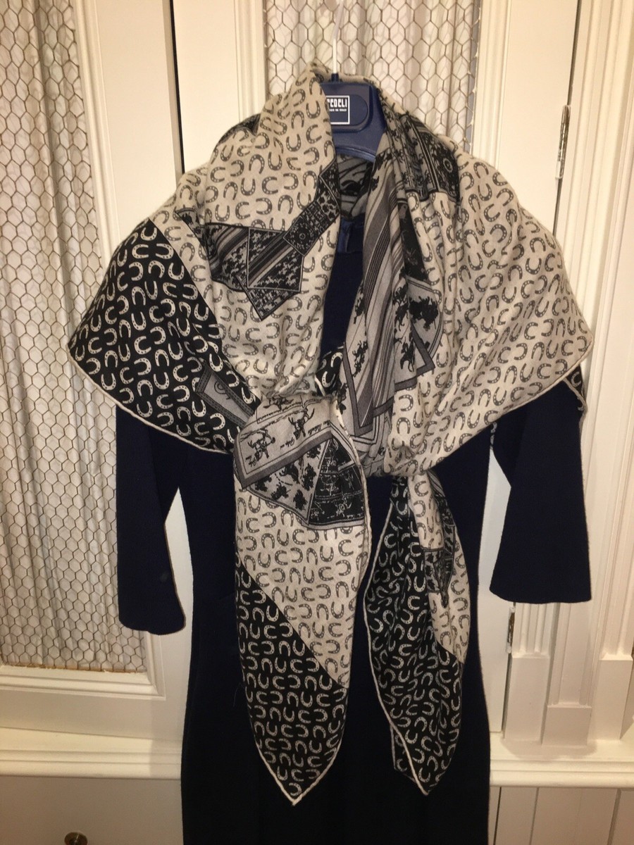 Super Rare Hermes Shawl Cashmere A Cheval sur mon Carre Scarf