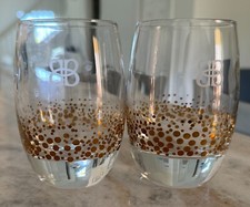 Pair Baileys Irish Cream Gold Dot Confetti Low Ball Rocks Glasses Barware