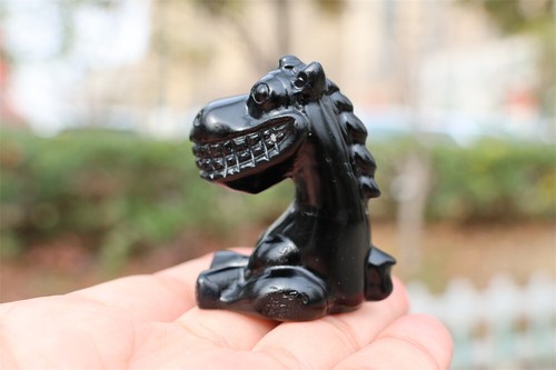 1.9'' Natural obsidian donkey reiki crystal Skull decor crystal heal gift 1pc - Picture 6 of 10