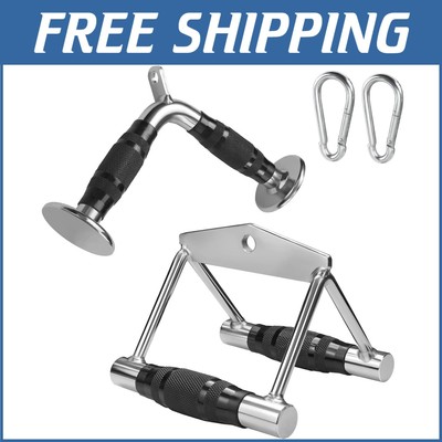 Stainless Steel Cable Machine Accessories - V-Bar & V-Handle for Gym Workouts