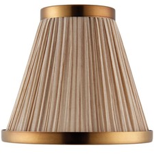 Image of 6" Luxury Round Tapered Lamp Shade Beige Pleated Organza Fabric & Antique Brass