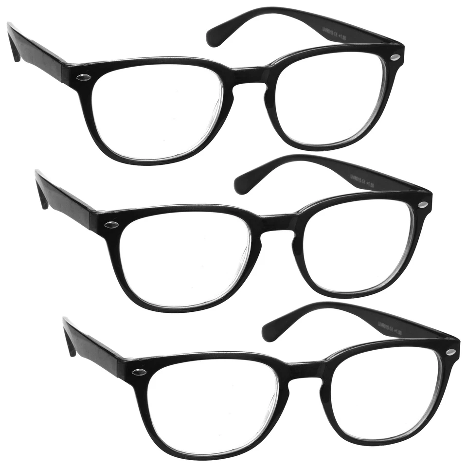 Value 3 Packs Reading Glasses Mens Womens Spring Hinges UV Reader RRR14