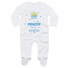 Tutina neonato personalizzata con nome sono il principe di zio con corona e c...