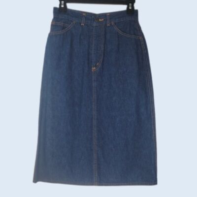 Vtg h.i.s. Chic skirt western jean button front zipper back slit size 9 / 10