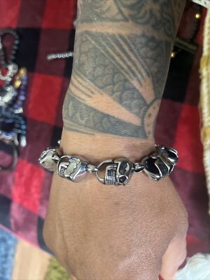Blackjack Jewelry NEW Mens Stainless Steel Skull Bracelet NEW WITHout Tags 