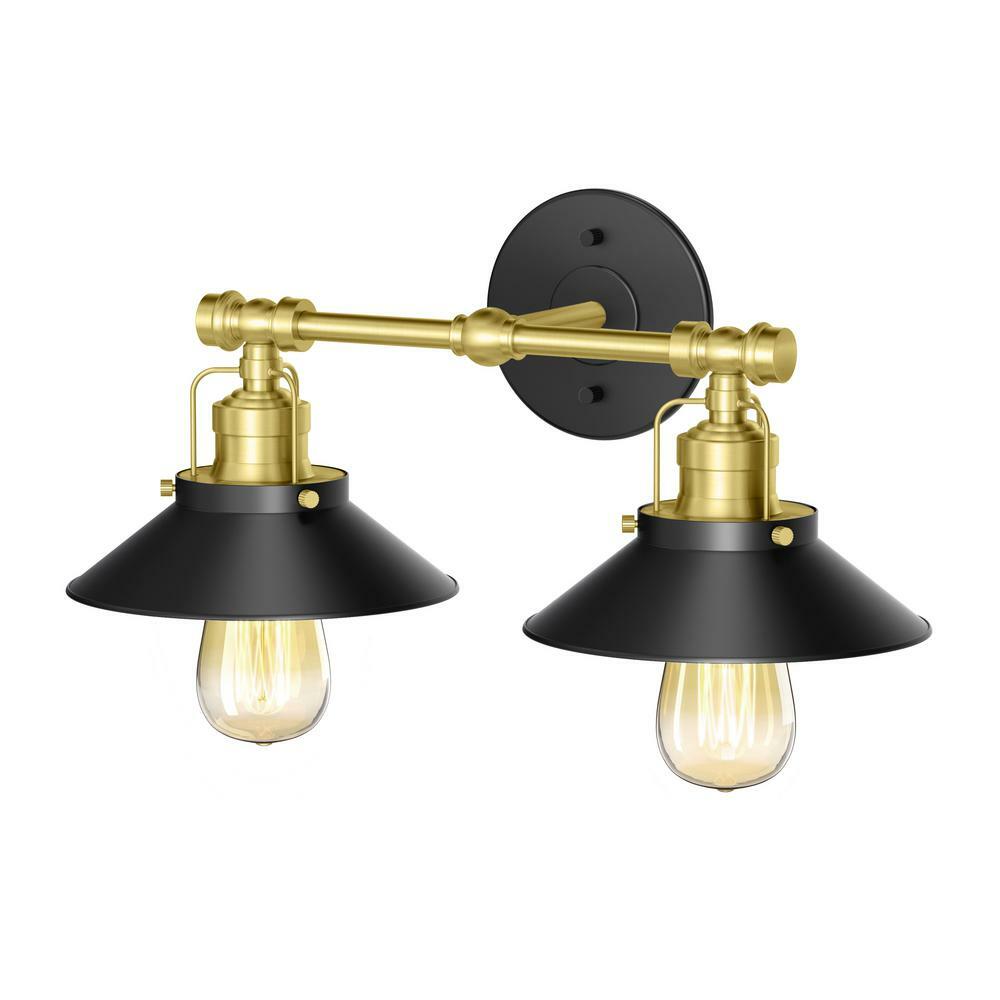 Modern Farmhouse Retro 2-Light Matte Black Br. Brass Combo Metal
