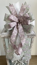 10" Handmade Spring/Easter Wired Wreath Bow - Lavender Spring Floral Print Bow0