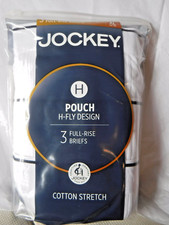 Jockey Pouch H Fly Design 3 Men's Full Rise Briefs XL White H fly 1145