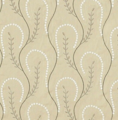 Sanderson Gardinenstoff ''CHAMILLE TRAIL'' 3,2 METER GOLD - BESTICKTES LEINEN