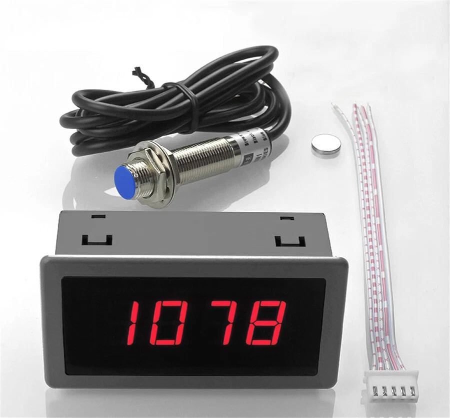 4 Digital LED Tachometer RPM Speed Meter 10-9999RPM+Hall Proximity Switch - Image 2 of 4