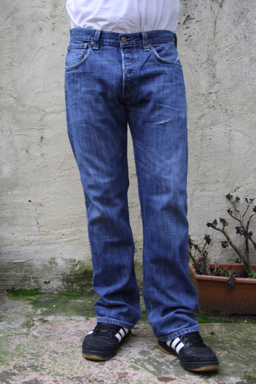 LEVIS 501 VINTAGE JEANS FADED DENIM BLUE 80s RED TAB STRAIGHT LEG W34 ...