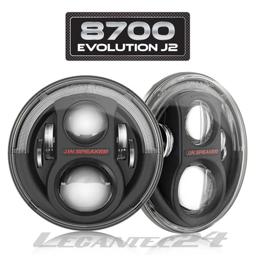 JW Speaker 8700 J2 7" Wrangler LED Headlight Black Set + Installation Kit ECE NEW