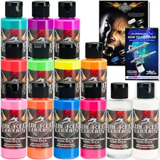 11 Createx Wicked Colors 2oz Fluorescent Airbrush Paint Set - Hobby Art Craft