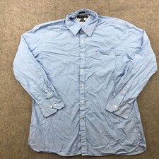 Tommy Hilfiger Shirt Mens XL Blue Striped Button Up Pockets Long Sleeve