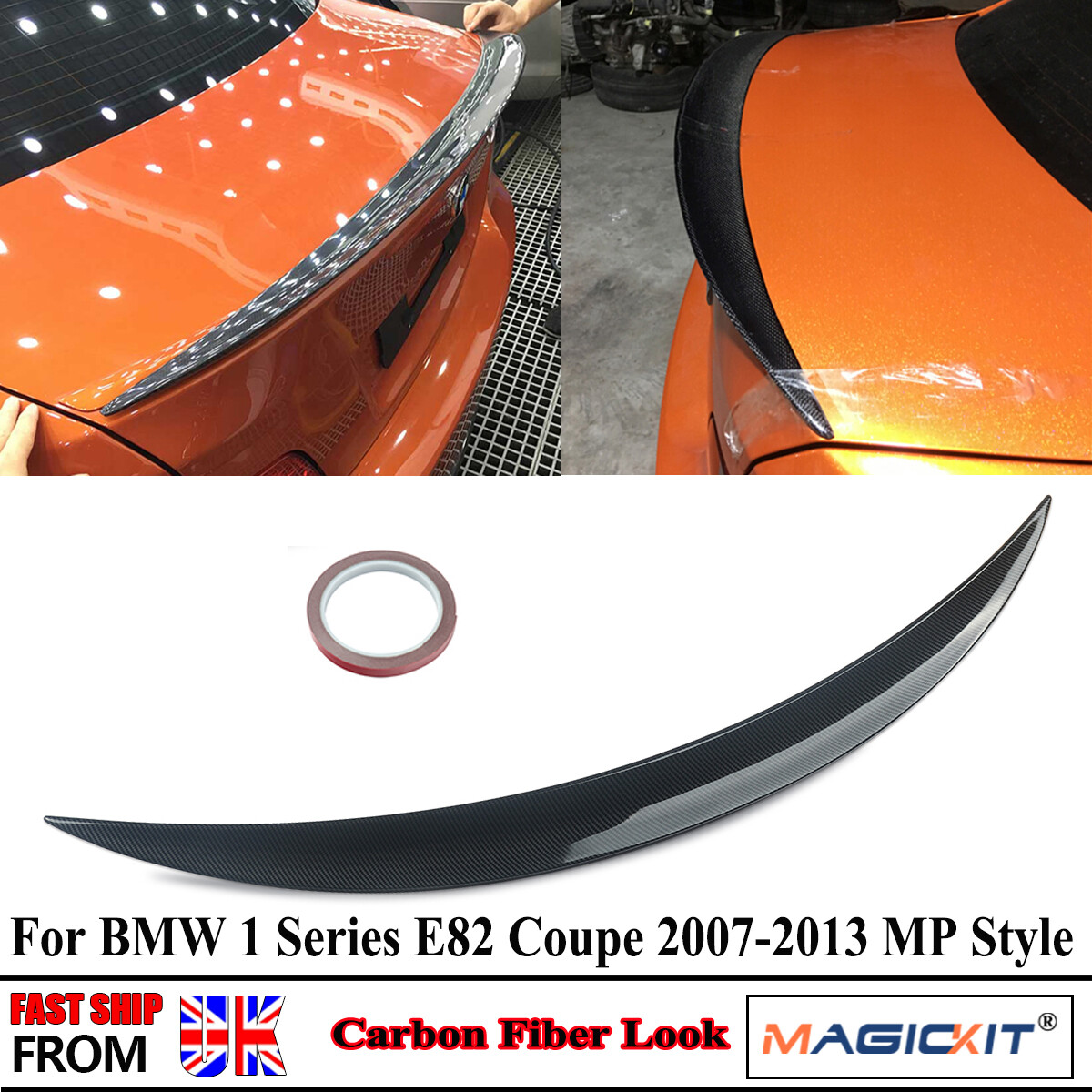 FOR BMW 1 SERIES E82 M PERFORMANCE CARBON FIBER LOOK REAR BOOT TRUNK LIP SPOILER