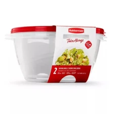 TakeAlong 15.7 Cup Plastic 2pk Serving Bowls Clear: Microwave & Freezer Safe