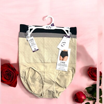 Gloria Vanderbilt 3 Pack High Waisted Seamless Jacquard Shaping Briefs XL~GREAT!