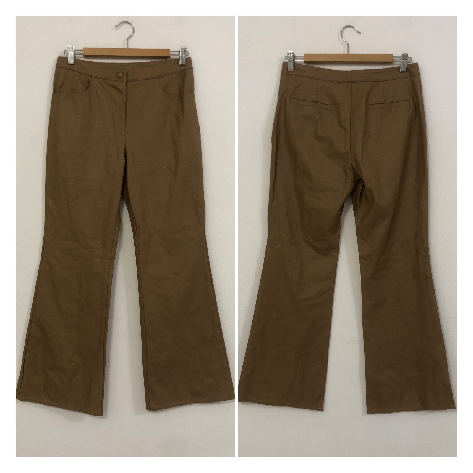 VICOLO beige hazelnut faux leather trousers size M image 2