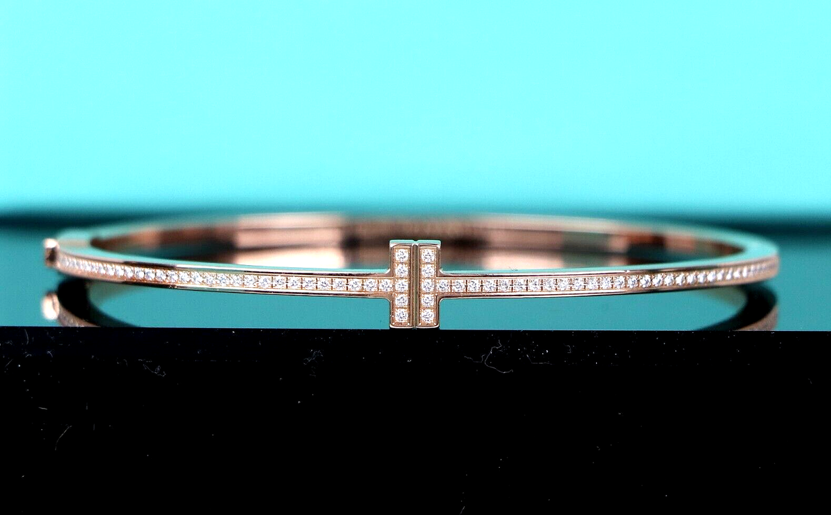 T1 Narrow Tiffany Bangle Bracelet With Diamonds $8,800 Tiffany Co