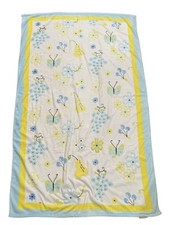 Vtg Summerville Beach Towel Embroidered Yellow Blue Floral Fruit Butterflies VGC