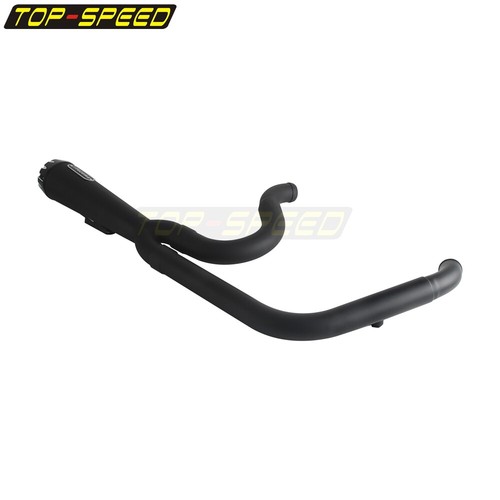 Black 2-into-1 Big Bore Full Muffler Exhaust Kit For Softail Fat Street Bob '18+ - Picture 11 of 13