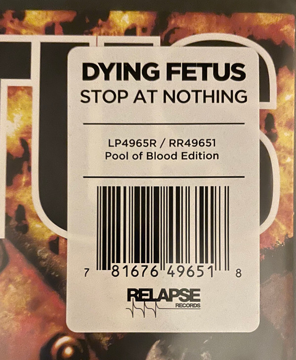 Dying Fetus Stop At Nothing LP, Album, RE, Red 2023 Death Metal (M