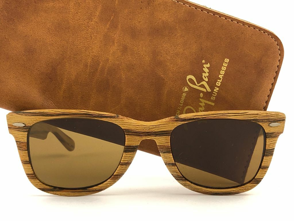VINTAGE RAY BAN WAYFARER WOODIE TEAK EDITION USA B&L SUNGLASSES
