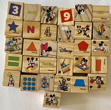 Lot-31 DISNEY Mickey Mouse Friends Wood Learning Growing Play Toy Blocks