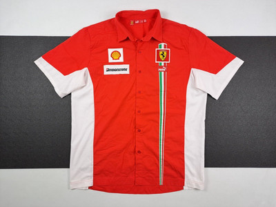 vintage  Puma  polo shirt racing jersey red FERRARI  kit size XL