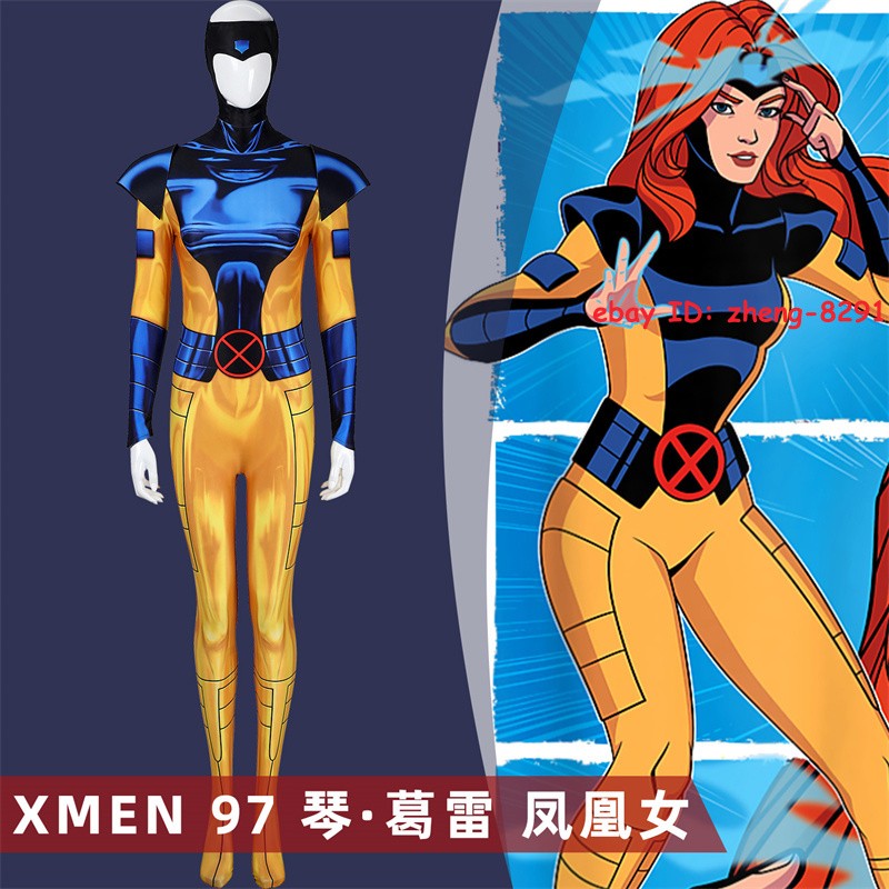 New X-Men '97 Jean Grey Jumpsuit Suit Phoenix Bodysuit Superhero
