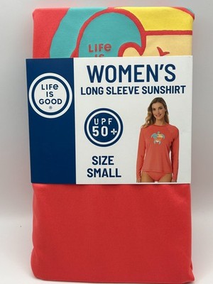 Life Is Good Women's Long Sleeve Sunshirt UPF 50, Sea Turtle Coral, Asst. Sizes