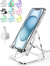 Acrylic Cell Phone Stand, Clear Phone Holder for Office Desk, Vanity, Kitchen, B