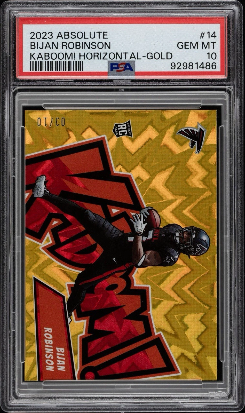 Bijan Robinson Panini Absolute Kaboom! Horizontal #14 Gold