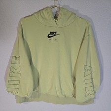 Nike Air Therma Fleece Hoodie Women 2X Yellow Green Pullover cropped Sweatshirt