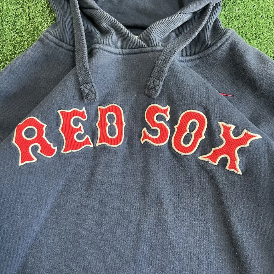 VTG Nike MLB Boston Red Sox Hoodie Mens Medium Navy Blue Boxy Heavyweight Y2K - Image 2 of 4
