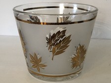 Vintage  MCM Libby Golden Foliage Ice Bucket 5”!h 6” W