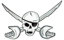 Decal Vinyl Sticker Skull And Swords Made in USA