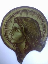 Stained glass saint face re-claimed
