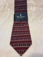 Bill Blass Black Label Burgundy  Gold 100 Silk Tie