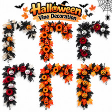 Halloween Pumpkin Garland Artificial Maple Leaf Vine Spider Party Fall Decor
