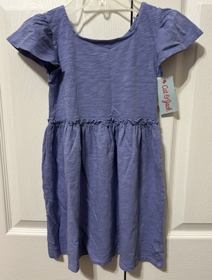 Cat & Jack Toddler Girl s Blue Soft Cotton Knit Dress NWT Size 5T 