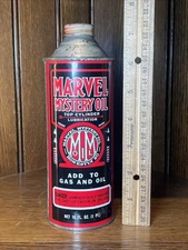 Vintage Gas Station Can Advertising Marvel Mystery Oil Top Cylinder Lubrication