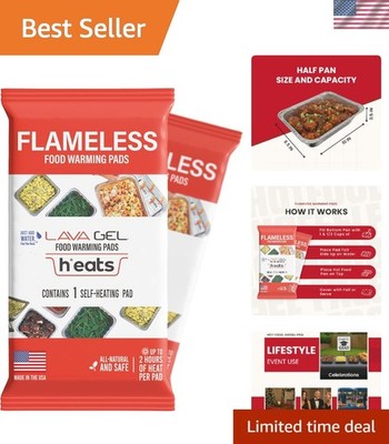 Flameless Food Warmers Pack of 2   Disposable Pads to Keep Food Warm   Half S...