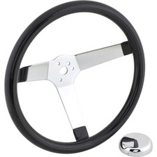 Speedway Classic Solid Spoke Steering Wheel No Holes Black 13 Inch