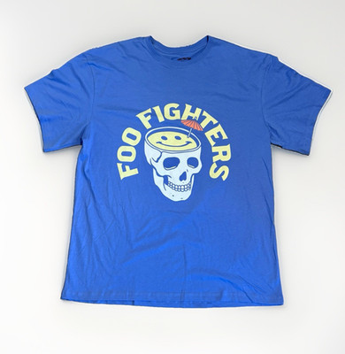 Foo Fighters Band T-Shirt Blue Skull Cocktail Smiley Face Umbrella Mens Shirt
