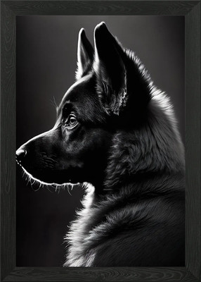 German Shepherd Puppy Framed Wall Art Poster Canvas Print Picture