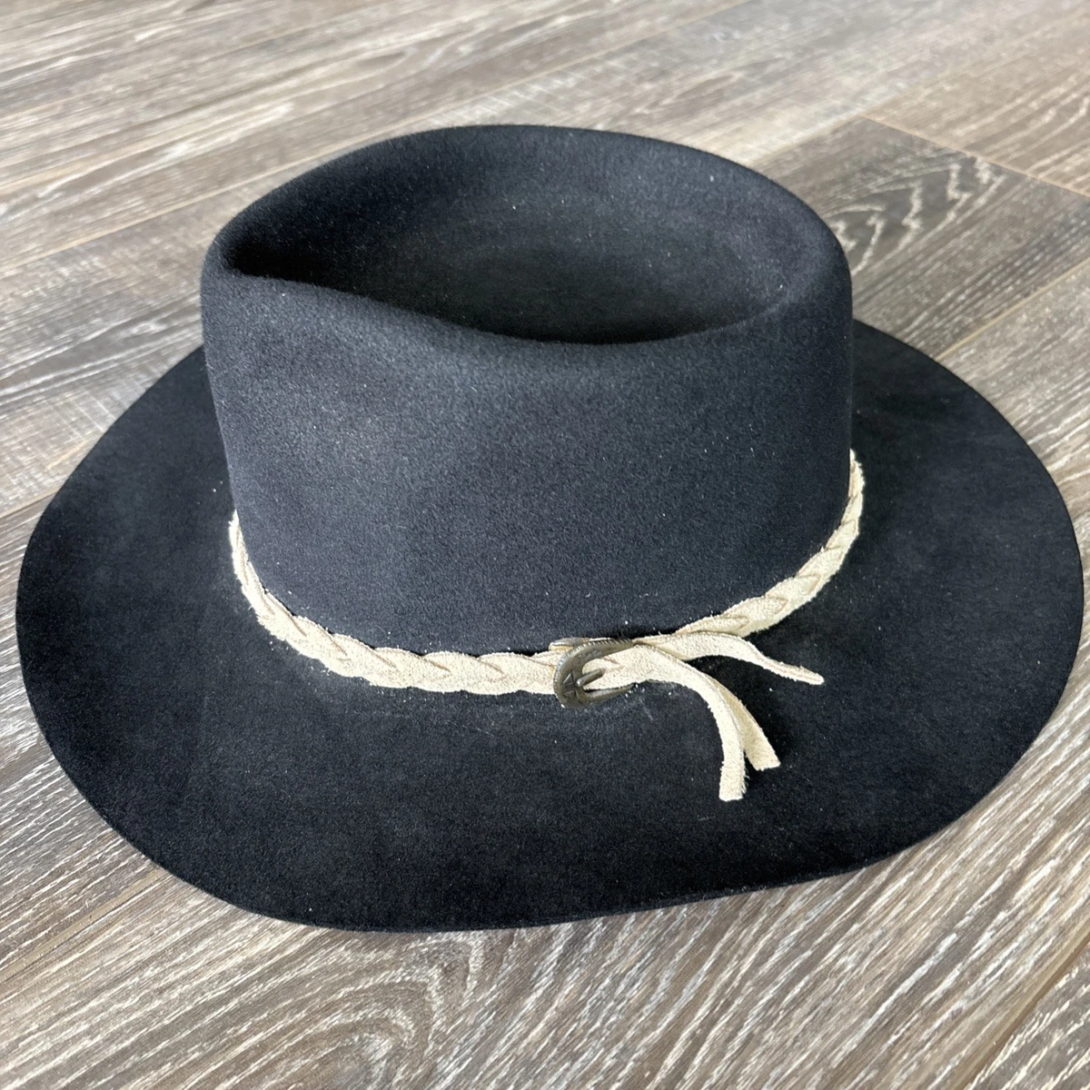 Vintage Magill Lee Cowboy Cowgirl‎ Hat S Black Fur Felt Pheasant Feather Fedora Miss Bierner Vintage Purple Wool Hat Black Feathers Veil  main image 3