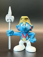 Vintage 1979 Smurf Roman Soldier Figure Schleich Peyo Halberd Hong Kong