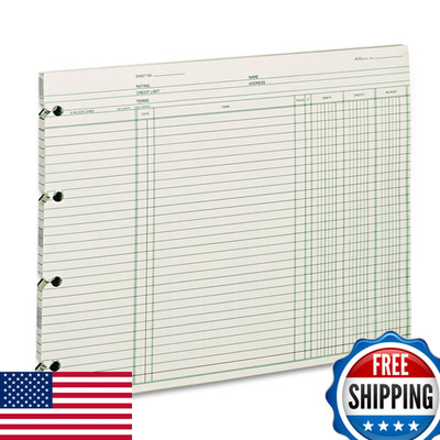 Wilson Jones Ledger Paper Balance Ledger 9-1/4 X 11-7/8 Green 100 Sheets Gn2D